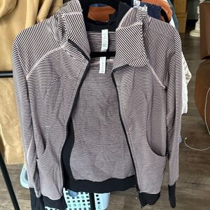 Lululemon Athletica Black and White Striped Hoodie